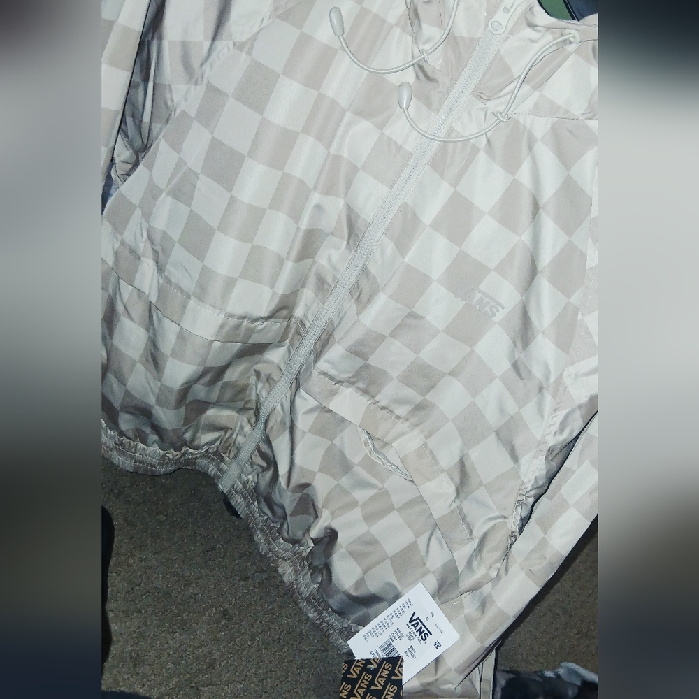 Vans Checkered Windbreaker in Cream and Gray